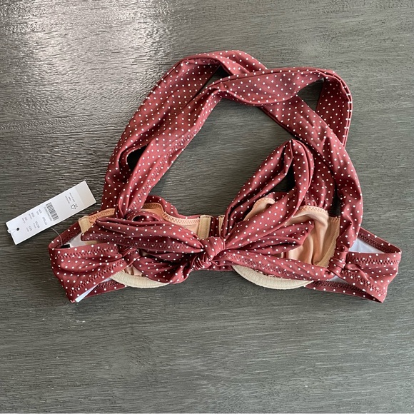 NWT J. Crew Bikini In Polka Dot Sable Brown White Tie Back 32A - Picture 5 of 11